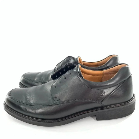 Ecco Mens lace up oxfords size 44 10-10.5 black leather comfort orthopedic main image 4